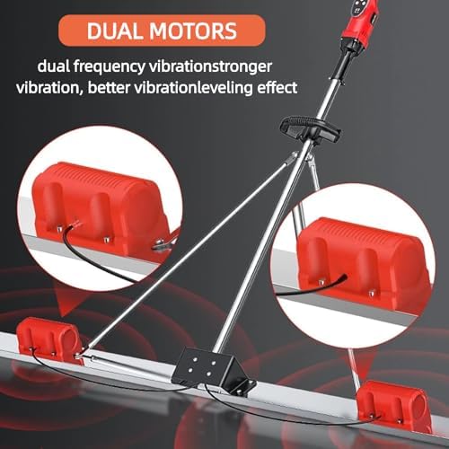 Upgraded Cordless Electric Concrete Vibrator Tool, 3000-6000 RPM Brushless Dual Motor, 59-78in Stainless Steel Board, 2 Batteries, Perfect for Concrete Finishing
