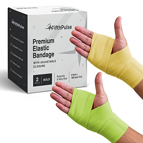 Elastic Bandage Wrap For Wounds, Self-Closure - 3" X 180" Compression Bandage Medical Wrap - (2) Breathable & Moisture Resistant Elastic Wrap Bandages For Foot, Leg, Arm, & Body Sprains #TOP22