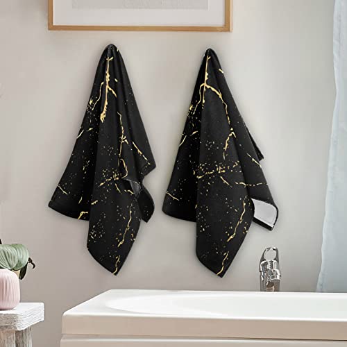 Wamika Black Gold Marble Hand Bath Towel Shower Towels Set Tie Dye Yellow Kitchen Hanging Gym Bathroom Towel Highly Absorbent 2Pcs #TOP5