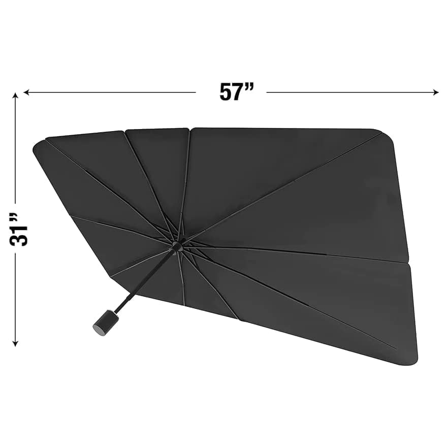 QIMIT Polyester, Nylon Foldable Car Windshield Umbrella, Car Windshield Sun Shade Umbrella for Front Windows, UV Rays and Heat Sun Visor Protector Windshield Suitable for Various Car Models (Black) 2