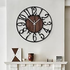 LEIKE Large Wall Clocks,Silent,Non Ticking,Battery Operated Small Vintage Round Modern Wood Wall photo LEIKE Large Wall Clocks,Silent,Non Ticking,Battery Operated Small Vintage Round Modern Wood Wall