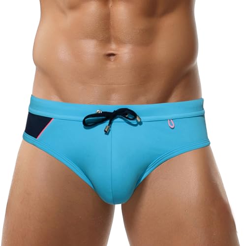 AIEOE Bañadores de Natación para Hombre Slip Surf Relleno con Almohadilla Extraíble Pantalones Cortos Trajes de Baño Cortos Cordón Adjustable - M