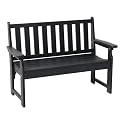 45" Outdoor Bench for 2 Persons, HDPE All-Weather Garden Bench with 800 lbs Capacity, Heavy Duty Weatherproof Patio Benches for Front Porch, Backyard, Lawn, Park, Black