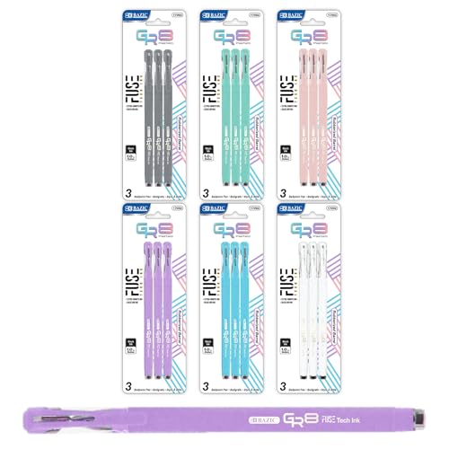 Stylo à encre gel roller pointe moyenne 0,7 mm BAZIC GR8 lot de 3 stylos bureau