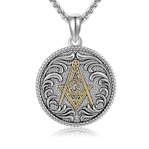 Franc-maçon pendentif avec chaîne maçonnique argent 925, collier maçonnique mixte de qualité