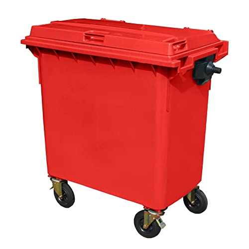 BritishBins Red 770 ltr Wheelie Bin - Mid Size 4-Wheel Wheelie Bin - Tough & Durable - For All Your Outdoor Rubbish & Recycling - EN840 Certified & Tested