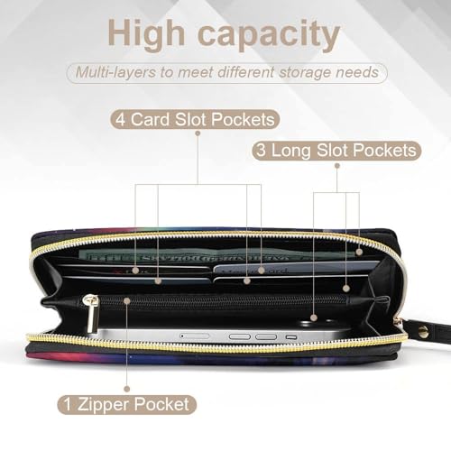 Aurora Polar Bear Women's Wallet Wristlet Zipper Purse with Hand Strap Travel Credit Card Holder for Daily Use Gifts3