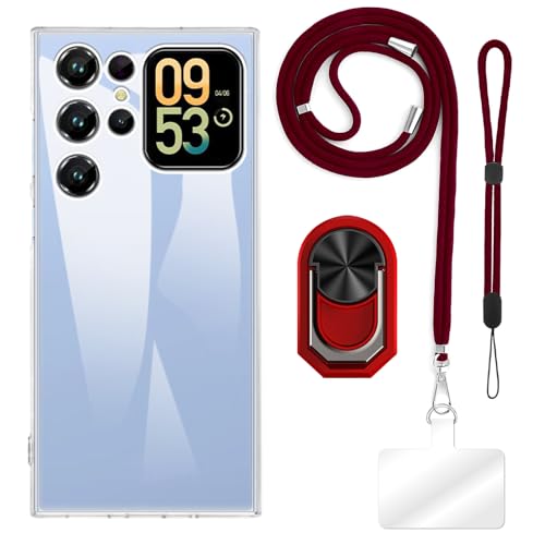 ESACMOT [4 in 1] �P�[�X Oukitel C62 GT �Ƃ̌݊�������A�X�g���b�v�A���X�g�o���h�A�����O�t���A�ϏՌ��ی�J�o�[���s�p�Z�b�g (�N���A�P�[�X + ���b�h�Z�b�g)