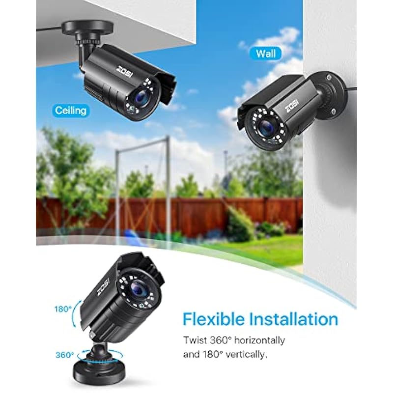 ZOSI 1080P HD TVI Security Camera for Home Office Surveillance CCTV System Bullet BNC Camera with Night Vision Black Wired-1Cam 상세이미지 6