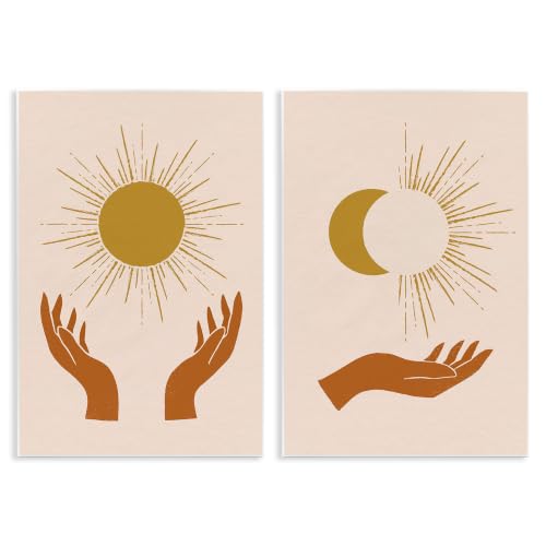 'Boho Chic Hands Embracing Enlightened'| 2pc Wall Plaque Art Set