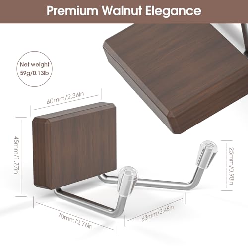 Image of Magnetic Game Controller Holder: Walnut Wood Headphone Holder for Gamers - Headset Hanger Adhesive-Free 10lbs Strong Wall Mount for Xbox /PS5 /Switch Controllers /PC Desk