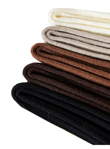 Image of Deeorla Womens Striped Crew Socks Brown Vintage Retro Athletic Socks 5 Pairs