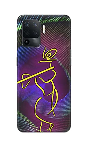 Image of PRINTFIDAA Lord Krishna On Peacock Feather Hard Back Cover for Oppo F19 Pro Back Cover -(P6) KAT1007