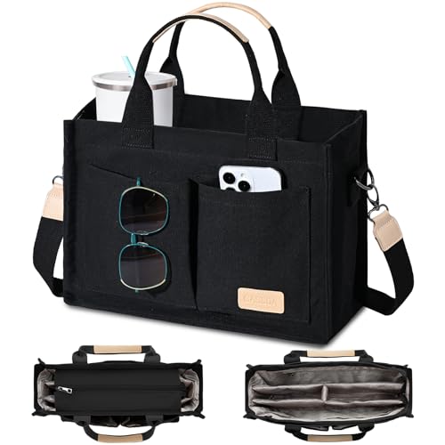 Image of GASSDA Canvas Tote Bag for Women Crossbody Work Purse with Pockets Top Handle Handbag Satchel Bags for Travel Nurse Teacher