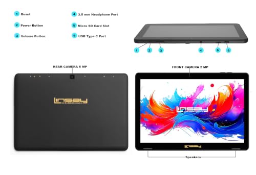 Image of LINSAY 10.1 inch Octa Core Android 15 Tablet with Ocean Marble Case
