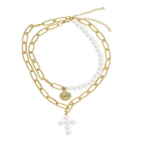 N/T Taladro de Agua Artificial Cadena de Cuello Collar de Cadena de clavícula Corta