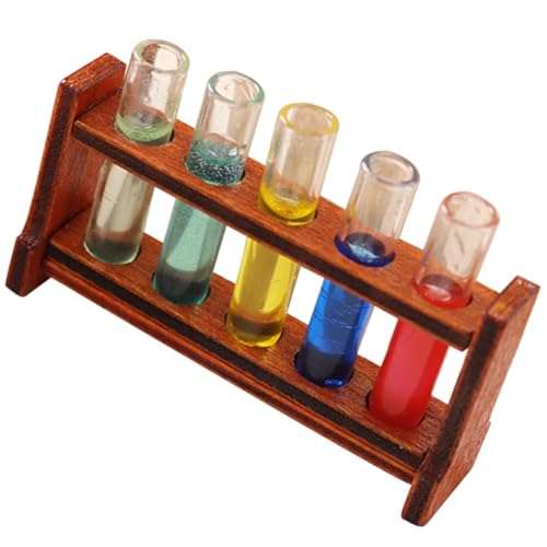 Gogogmee 1set Mini Test Tube Wooden Rack Decorative Laboratory Equipment for Dollhouses and Miniature Scenes for Crafting and Science-Themed Projects