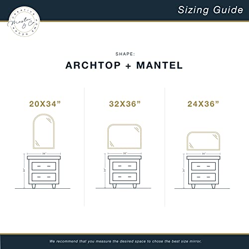 Mcs Master & Co. Modern Metal Large Wall Mirror, Minimalist Home Decor Mantle Arch Mirror For Living Room, Bedroom, Or Bathroom, 36 By 32 Inch, Black #TOP5