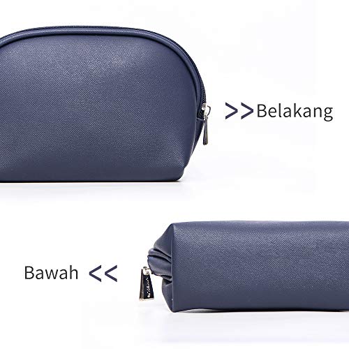 Image of MINISO Simple Semicircle Cosmetic Bag Portable Makeup Pouch for Women Multifunctional Travel Storage Toiletry Bag, Dark Blue