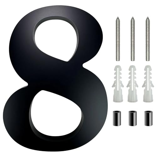 Números de casa 3D en acrílico negro de 30 cm placa de dirección exterior con tornillos