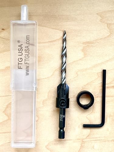 Image of FTG USA #12(7 /32 inch) Tapered Wood Countersink Drill Bit w / 1 /2 inch Collar & Case
