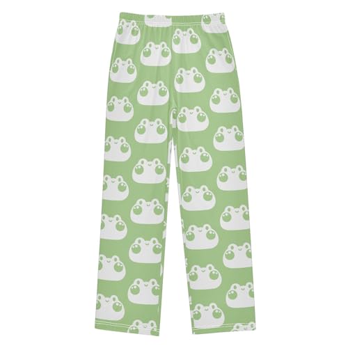 Boys' Pants Cute Frog Happy Face Green Long Bottoms Jogger Pants Elastic Waist Trousers with Pockets S-XL