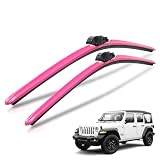 Clix Wipers Jeep Wrangler & Gladiator (16'/16') Pink Windshield Wiper Blades, All-Weather Wipers, Premium Automotive Wipers, Essential Jeep Accessories (1997-2025) Set of 2 with Quick Clips
