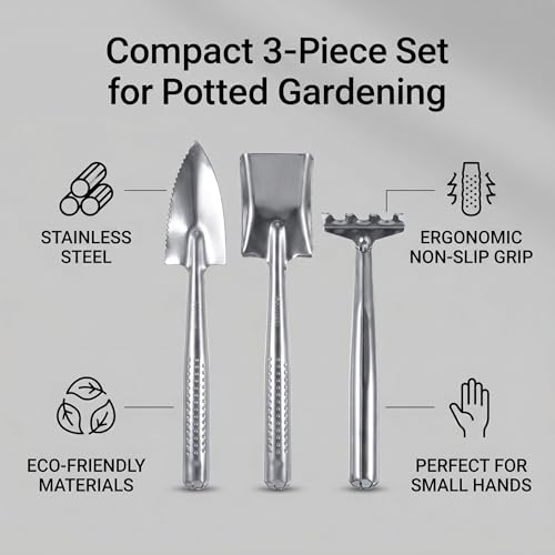 Set Mini Herramientas de Jardín Acero Inoxidable 3 Piezas miniatura 4
