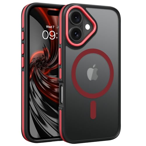 Coque iPhone 16 MagSafe translucide mate amovible et étui de protection mince résistant aux chocs
