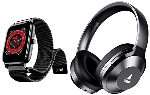 Image of boAt Xtend Pro with Advanced Dedicated Bluetooth Calling Chip, Dial Pad & NIRVANAA 751ANC Hybrid Active Noise Cancelling Bluetooth Wireless Over Ear Headphones with Mic, with Up to 65H Playtime