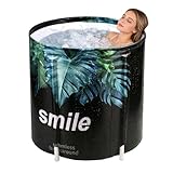 STARBRILLIANT Portable Foldable Bathtub, Collapsible Adult Travel Bath Tub for Camping, Home & Spa, Space-Saving Storage, Durable PVC Material (Leaf, 27inch)