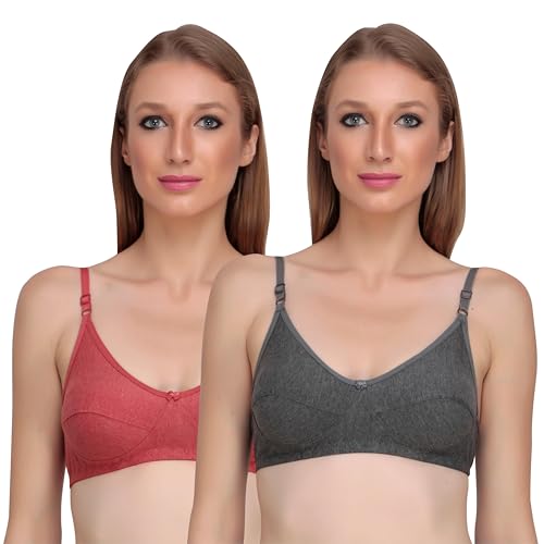 Image of Women Non Padded Bra - Made of Pure Cotton Full Coverage Non Wired Seamless Pushup Soft Cup for T-Shirt Saree Dress Sports Garment for Daily Use Everyday