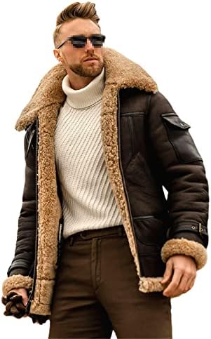 Winter Men Casual Faux Fur Lapel Long 