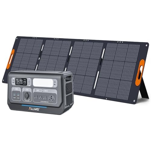 ALLWEI LiFePO4 Portable Power Station 2400W(Surge 4800W) with 1x 200W Solar Panel Included, Fast Charge in 1.5H, 4 AC Outlet, 2048Wh Solar Generator for RV Camping Emergency Outdoor Home Use