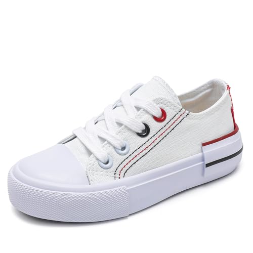 OPOEE Boys Girls High Top Zipper Kids' Espadrcanvas Shoes Back-to-School Season Little White Shoes Teen Classic Kids' Sneakers Tennis Shoes Baby Skate Shoes (9057 White, Big Kid, Women, 2.5, Numeric, US Footwear Size System, Medium)
