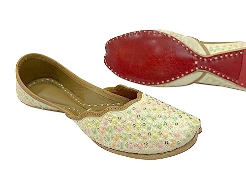 Cream Multi Punjabi Jutti for Women Wedding Bridal Shoes Ethnic Handmade Mojaris4