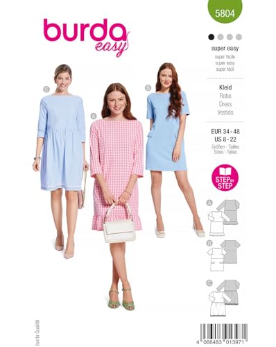 Burda Schnittmuster, 5804, Kleid [Damen, Gr. 34-48], Level 1 super easy