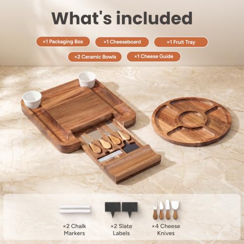 Image of SMIRLY Charcuterie Board Set with Serving Accessories, Acacia