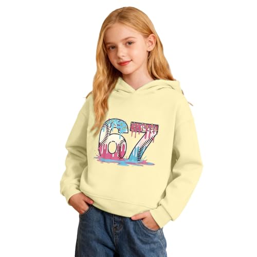 Sudadera con Capucha gráfica para niños Manga Larga Ropa Informal Juvenil y cómoda con Bolsillo Delantero (Yellow, 7-8 Years)