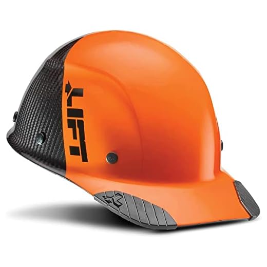 LIFT Safety DAX Fifty 50 Carbon Fiber Cap Style Hardhat ANSI Compliant 6 Point Upgraded Suspension Triple Reinforced Crown, Class C (Hi-Viz Orange - Carbon Fiber)
