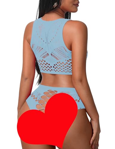 Image of Avidlove Womens Fishnet Lingerie for Women Sexy Two Piece Lingerie Set Stripper Outfit