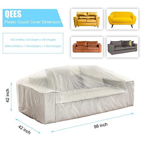 Couch Cover,100” Plastic Couch Sofa Covers,Furniture Covers Protector,Thicker Clear Plastic Couch Cover,Heavy Duty Waterproof Sofa Cover.plastic Bag Sofa Slipcovers For Furniture Moving And Storage. #TOP1
