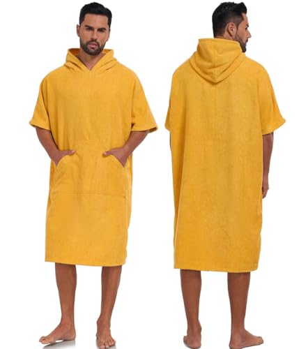 VintageClothing Surf Poncho Changing Robe with Hood, Men Women Thick Quick Dry Microfiber Wetsuit Changing Towel