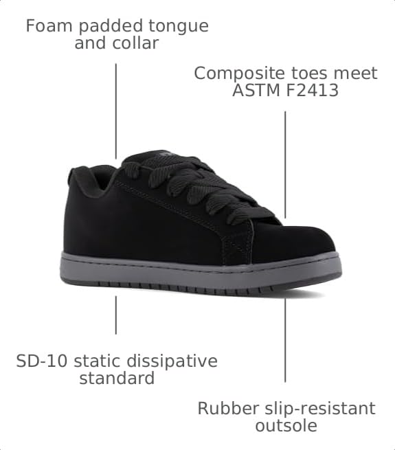 Image of DC Mens Court Graffik Work Black and Grey Composite Toe Boots