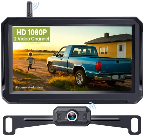 Wireless Backup Camera for Trucks: 5 Inch 1080P HD Display, Backup Camera for Car,Truck, IP69K Waterproof, Night Vision, Dual-Camera Support, DIY Installation, Customizable Parking Lines Befumly H21