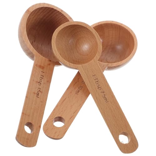 MUELODSIC 3個 木製コーヒーメジャースプーン点 多機能計量スプーン 茶葉 砂糖 調味料対応 軽量で持ちやすい自然木製