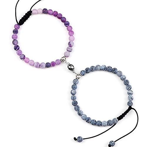 Bracelets de couple amoureux aimantés en pierre naturelle d'onyx