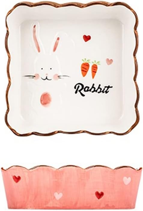 Ceramic Baking Pan Salad Plate Oven Kitchen Bakeware Tray Cute Baking Dish for Cooking, Kitchen, Cake Dinner, Banquet and Daily Use 2 Pcs Individual Lasagne Pan Deep (Color : 1) (1)