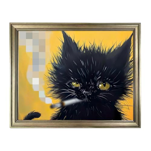 Black Cat Wall Art Canvas Print for Men’s Room & Bathroom