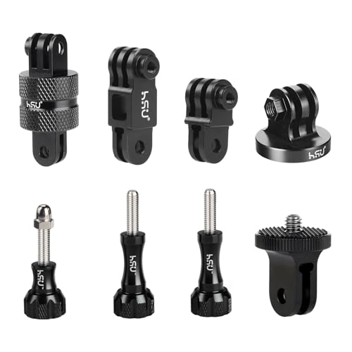HSU Support de Caméra GoPro en Aluminium, Bras d'Extension pour Hero 12/11/10/10/9/8/7/6/5/4/3, Adaptateur de Caméra pour Insta 360 et Caméras d'action Osmo